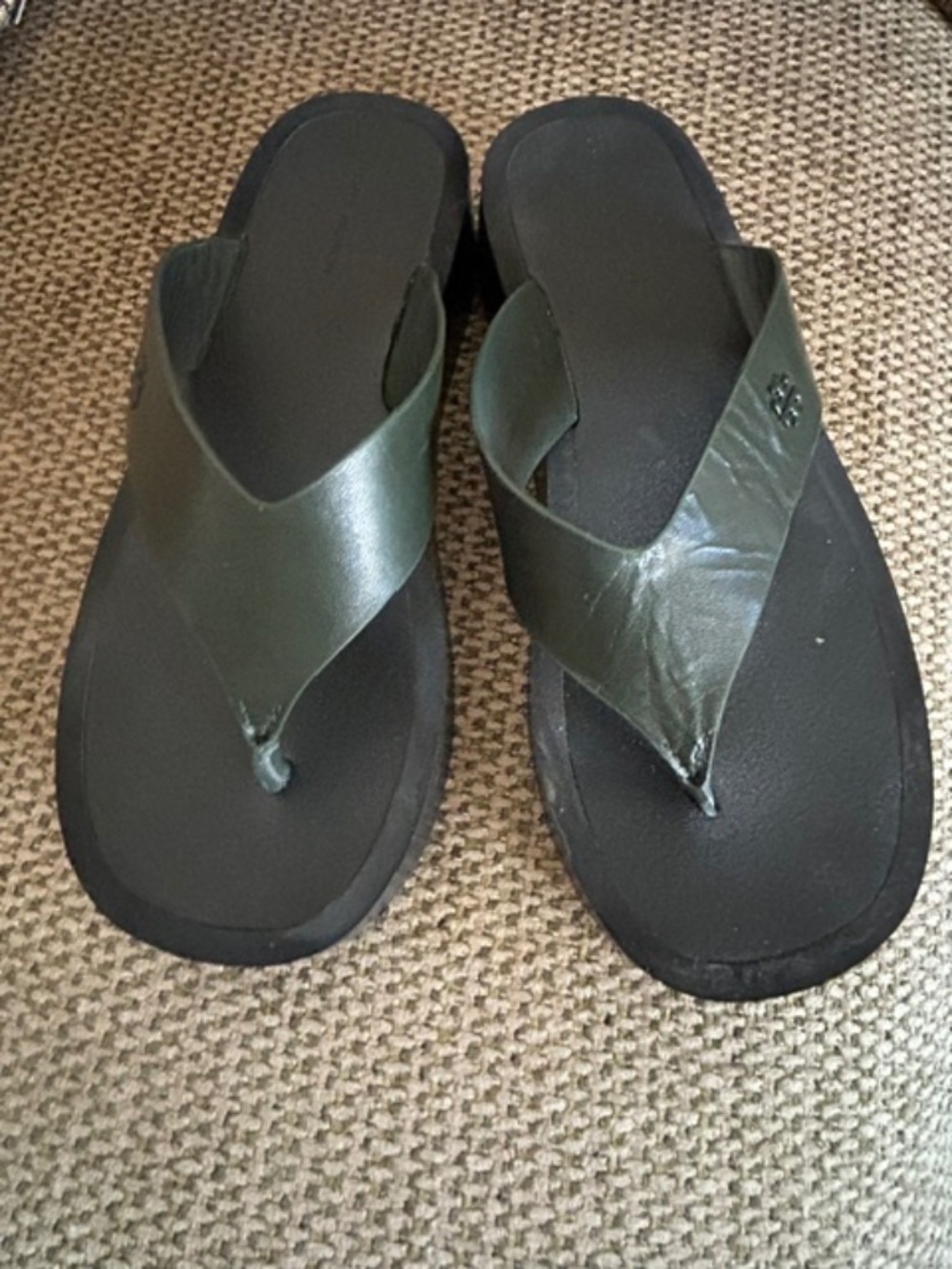 Tony Burch leather platform flip flops